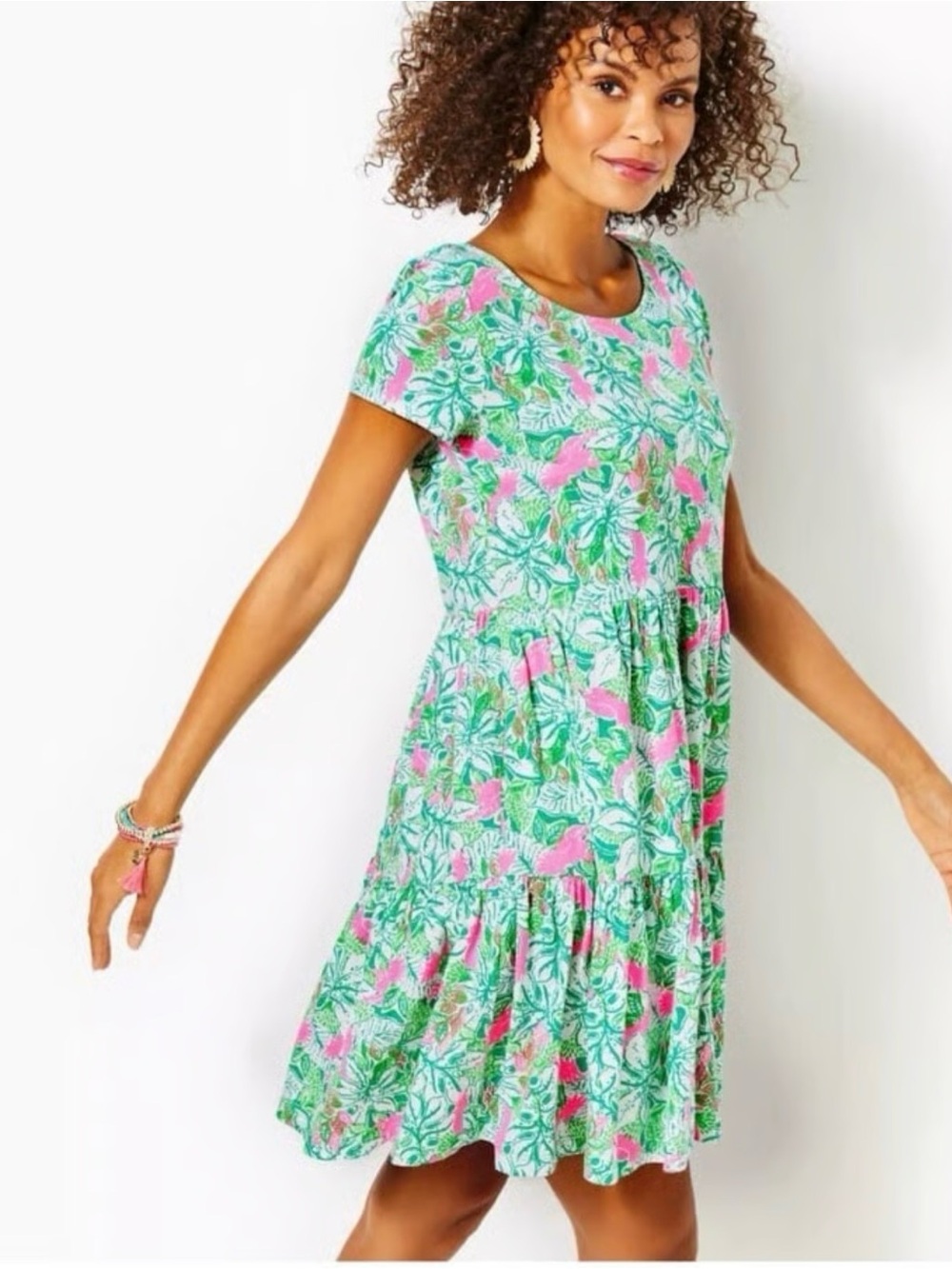 LILLY PULITZER Geanna   Dress Botanical Green Just Wing It. Size XL NWT